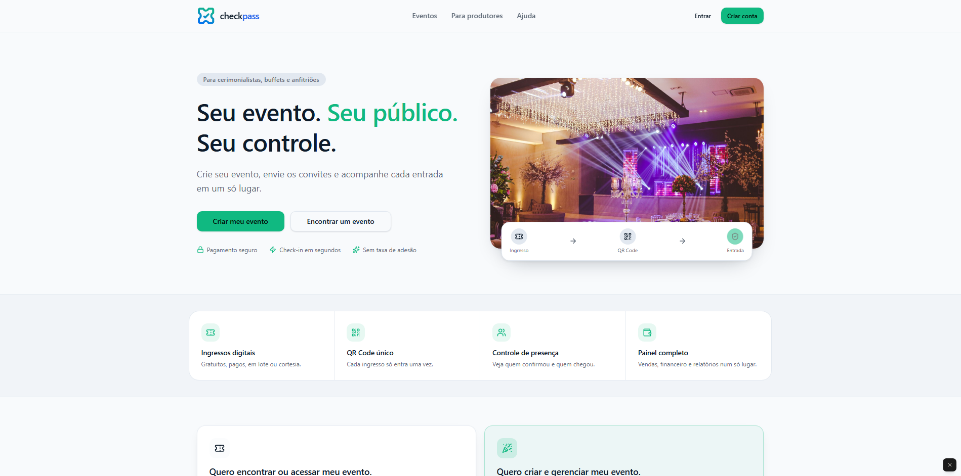 Página inicial do site Checkpass